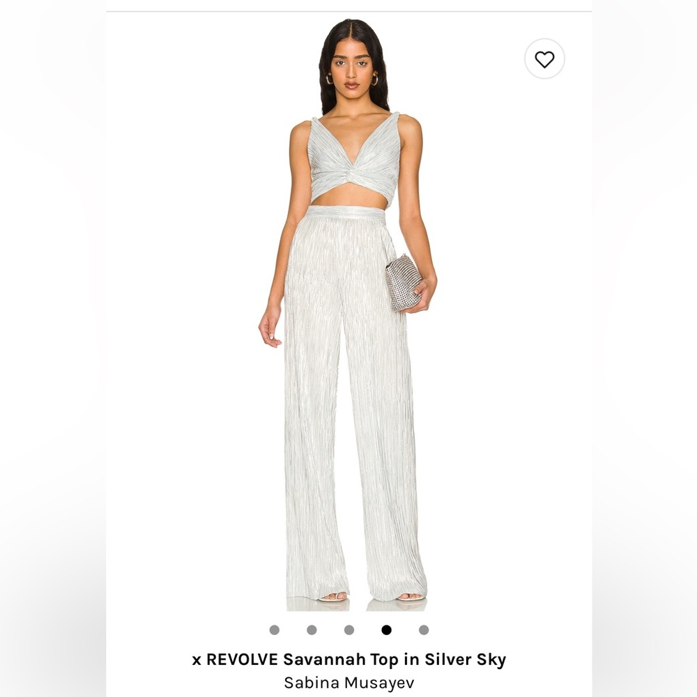 Sabina Musayev x Revolve Savannah Top AND Ross Pants in Silver Sky BOTH PIECES